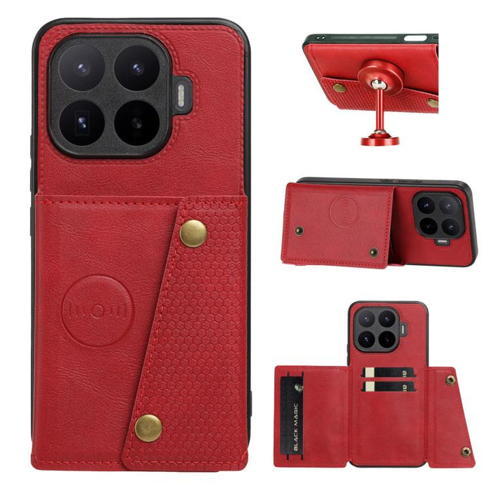 Estuche magnético para teléfono con ranuras para tarjetas con doble hebilla, For Xiaomi Poco X8 Pro Max 5G Global, For Xiaomi Poco X8 Pro 5G Global, For Xiaomi 17 Pro Max, For Xiaomi 17 Pro, For Xiaomi 17, For Xiaomi 15T Pro, For Xiaomi 15T            ...