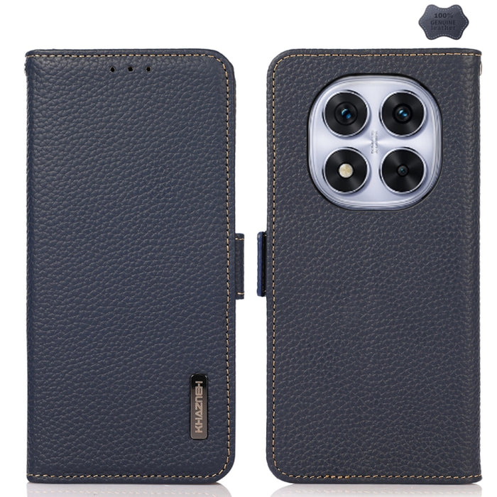 KHAZNEH Funda para teléfono RFID de cuero genuino Litchi magnético lateral, For Redmi A7 Pro 171mm / Poco C85x 5G, For Redmi Turbo 5 Max 5G / Poco X8 Pro Max 5G, For Redmi Turbo 5 5G / Poco X8 Pro 5G, For Redmi Note 15 Pro+ 5G Global 163.3mm           ...