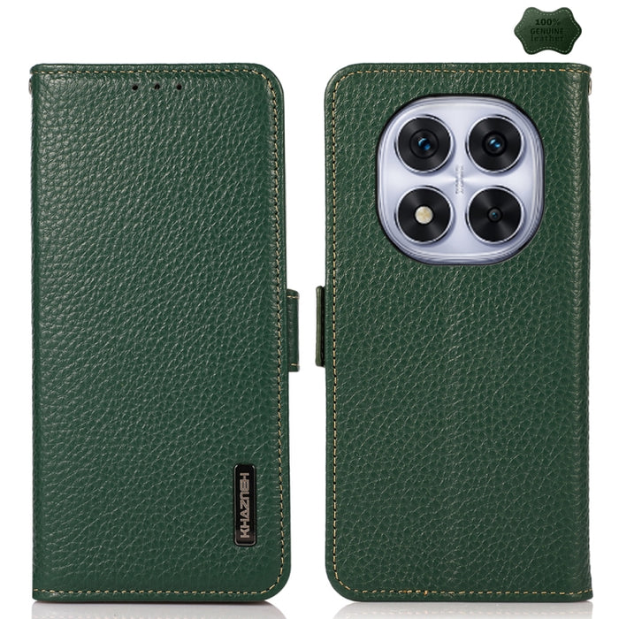 KHAZNEH Funda para teléfono RFID de cuero genuino Litchi magnético lateral, For Redmi A7 Pro 171mm / Poco C85x 5G, For Redmi Turbo 5 Max 5G / Poco X8 Pro Max 5G, For Redmi Turbo 5 5G / Poco X8 Pro 5G, For Redmi Note 15 Pro+ 5G Global 163.3mm           ...