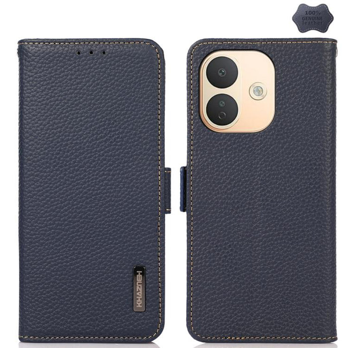 KHAZNEH Funda para teléfono RFID de cuero genuino Litchi magnético lateral, For Redmi Note 17 4G Global 169.7mm, For Redmi Note 17 Pro+ 5G Global 163.4mm, For Redmi Note 17 Pro 5G Global 163.5mm, For Redmi K100 Pro Max/Poco F9 Ultra 5G                 ...