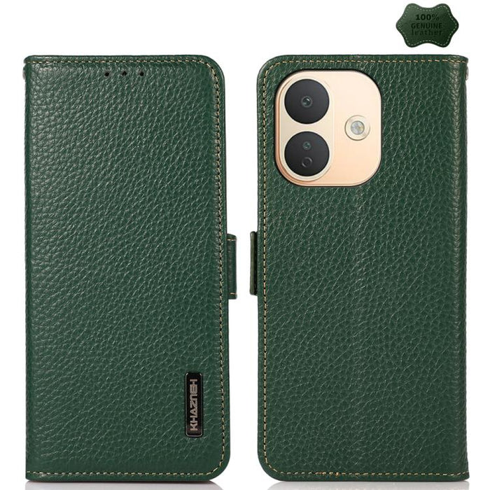 KHAZNEH Funda para teléfono RFID de cuero genuino Litchi magnético lateral, For Redmi Note 17 4G Global 169.7mm, For Redmi Note 17 Pro+ 5G Global 163.4mm, For Redmi Note 17 Pro 5G Global 163.5mm, For Redmi K100 Pro Max/Poco F9 Ultra 5G                 ...