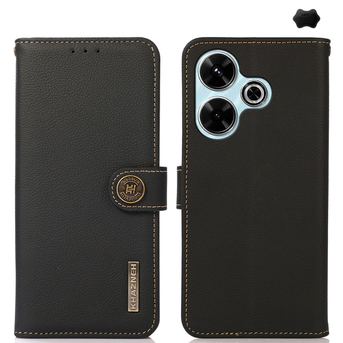 Funda para teléfono de cuero genuino con textura RFID KHAZNEH Custer, For Redmi A7 Pro 171mm / Poco C85x 5G, For Redmi Turbo 5 Max / Poco X8 Pro Max, For Redmi Turbo 5 5G / Poco X8 Pro 5G, For Redmi Note 15 Pro+ 5G Global 163.3mm                       ...
