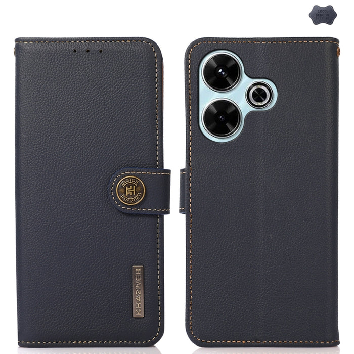 Funda para teléfono de cuero genuino con textura RFID KHAZNEH Custer, For Redmi A7 Pro 171mm / Poco C85x 5G, For Redmi Turbo 5 Max / Poco X8 Pro Max, For Redmi Turbo 5 5G / Poco X8 Pro 5G, For Redmi Note 15 Pro+ 5G Global 163.3mm                       ...