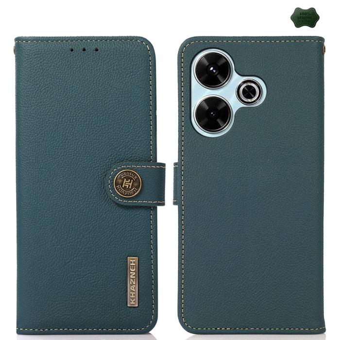 Funda para teléfono de cuero genuino con textura RFID KHAZNEH Custer, For Redmi A7 Pro 171mm / Poco C85x 5G, For Redmi Turbo 5 Max / Poco X8 Pro Max, For Redmi Turbo 5 5G / Poco X8 Pro 5G, For Redmi Note 15 Pro+ 5G Global 163.3mm                       ...