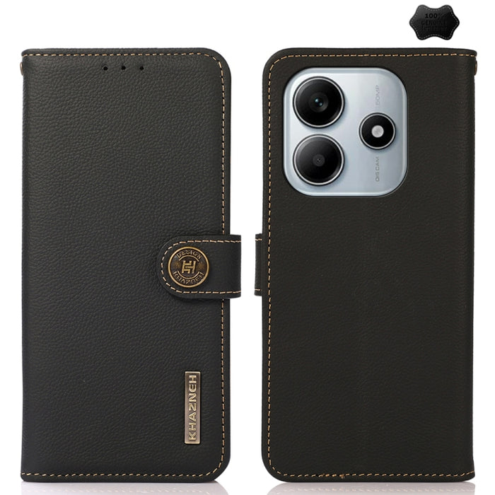Funda para teléfono de cuero genuino con textura RFID KHAZNEH Custer, For Redmi A7 Pro 171mm / Poco C85x 5G, For Redmi Turbo 5 Max / Poco X8 Pro Max, For Redmi Turbo 5 5G / Poco X8 Pro 5G, For Redmi Note 15 Pro+ 5G Global 163.3mm                       ...