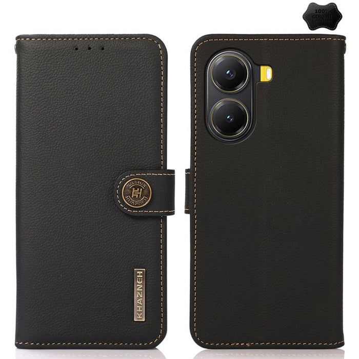 Funda para teléfono de cuero genuino con textura RFID KHAZNEH Custer, For Redmi A7 Pro 171mm / Poco C85x 5G, For Redmi Turbo 5 Max / Poco X8 Pro Max, For Redmi Turbo 5 5G / Poco X8 Pro 5G, For Redmi Note 15 Pro+ 5G Global 163.3mm                       ...