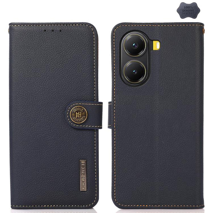 Funda para teléfono de cuero genuino con textura RFID KHAZNEH Custer, For Redmi A7 Pro 171mm / Poco C85x 5G, For Redmi Turbo 5 Max / Poco X8 Pro Max, For Redmi Turbo 5 5G / Poco X8 Pro 5G, For Redmi Note 15 Pro+ 5G Global 163.3mm                       ...