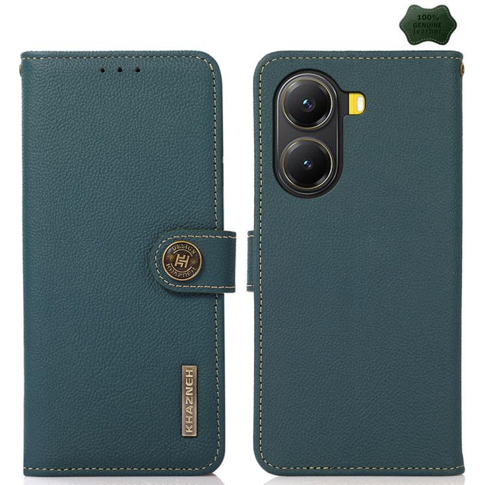 Funda para teléfono de cuero genuino con textura RFID KHAZNEH Custer, For Redmi A7 Pro 171mm / Poco C85x 5G, For Redmi Turbo 5 Max / Poco X8 Pro Max, For Redmi Turbo 5 5G / Poco X8 Pro 5G, For Redmi Note 15 Pro+ 5G Global 163.3mm                       ...