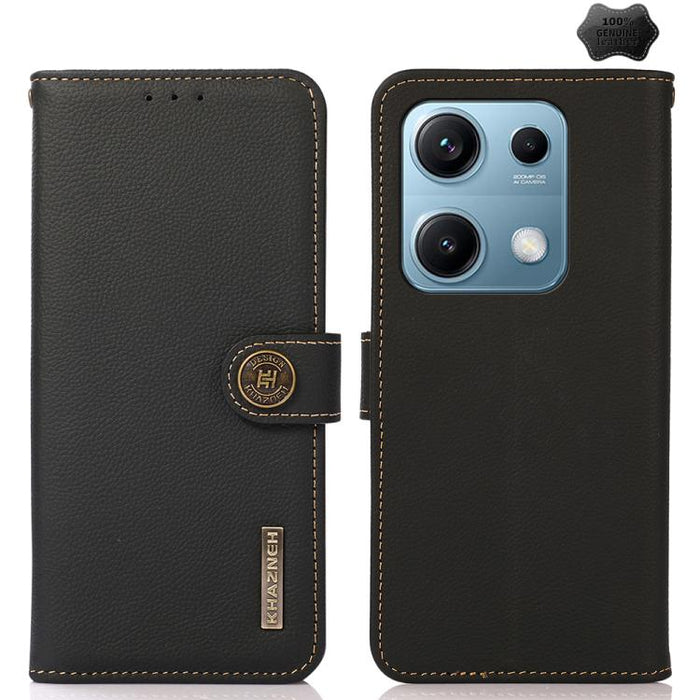 Funda para teléfono de cuero genuino con textura RFID KHAZNEH Custer, For Redmi A7 Pro 171mm / Poco C85x 5G, For Redmi Turbo 5 Max / Poco X8 Pro Max, For Redmi Turbo 5 5G / Poco X8 Pro 5G, For Redmi Note 15 Pro+ 5G Global 163.3mm                       ...