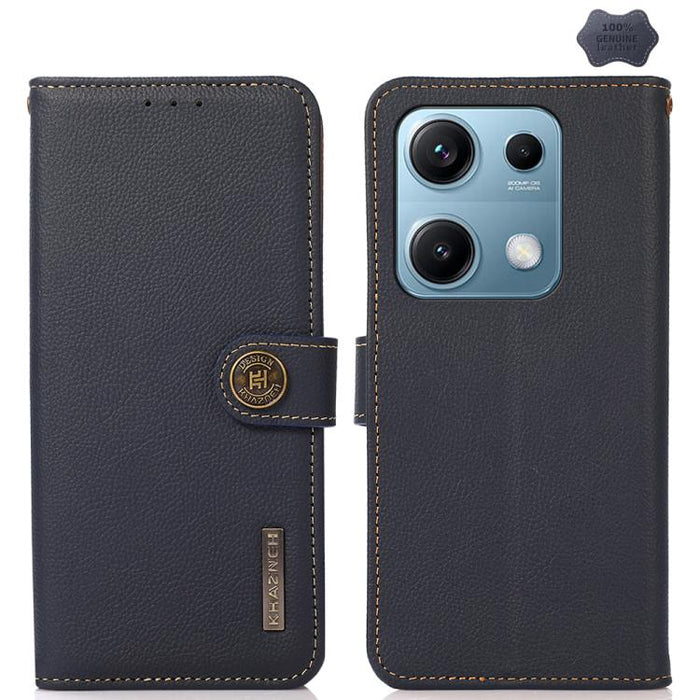 Funda para teléfono de cuero genuino con textura RFID KHAZNEH Custer, For Redmi A7 Pro 171mm / Poco C85x 5G, For Redmi Turbo 5 Max / Poco X8 Pro Max, For Redmi Turbo 5 5G / Poco X8 Pro 5G, For Redmi Note 15 Pro+ 5G Global 163.3mm                       ...