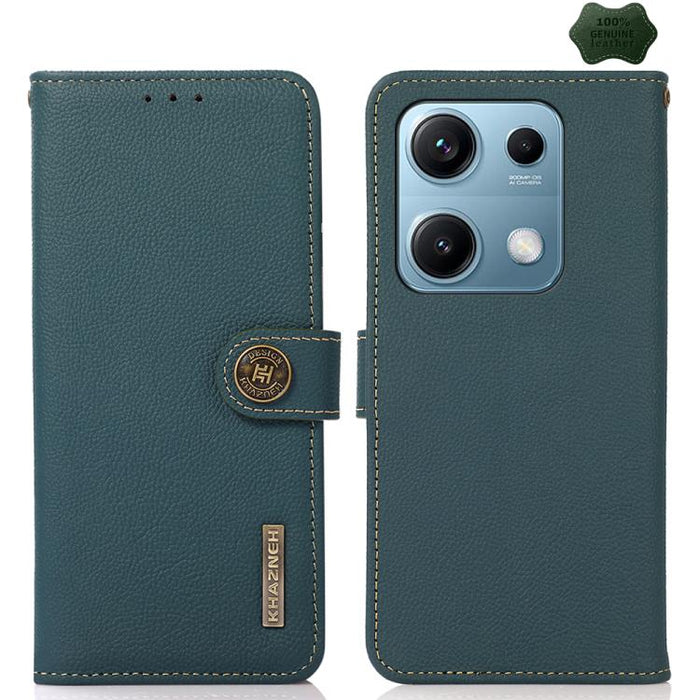 Funda para teléfono de cuero genuino con textura RFID KHAZNEH Custer, For Redmi A7 Pro 171mm / Poco C85x 5G, For Redmi Turbo 5 Max / Poco X8 Pro Max, For Redmi Turbo 5 5G / Poco X8 Pro 5G, For Redmi Note 15 Pro+ 5G Global 163.3mm                       ...