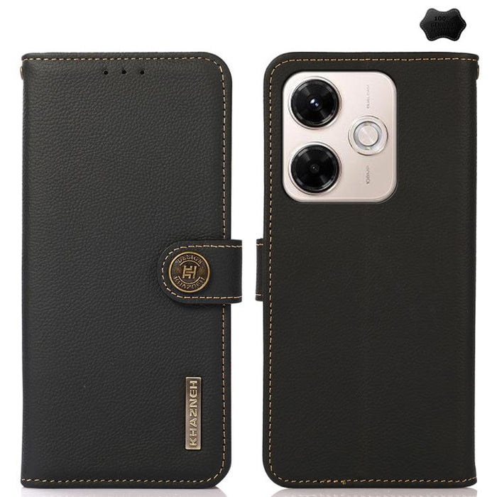 Funda para teléfono de cuero genuino con textura RFID KHAZNEH Custer, For Redmi A7 Pro 171mm / Poco C85x 5G, For Redmi Turbo 5 Max / Poco X8 Pro Max, For Redmi Turbo 5 5G / Poco X8 Pro 5G, For Redmi Note 15 Pro+ 5G Global 163.3mm                       ...