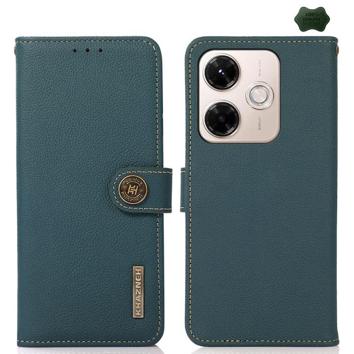 Funda para teléfono de cuero genuino con textura RFID KHAZNEH Custer, For Redmi A7 Pro 171mm / Poco C85x 5G, For Redmi Turbo 5 Max / Poco X8 Pro Max, For Redmi Turbo 5 5G / Poco X8 Pro 5G, For Redmi Note 15 Pro+ 5G Global 163.3mm                       ...