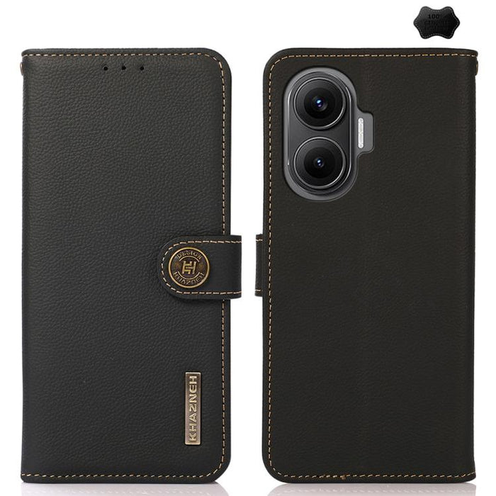Funda para teléfono de cuero genuino con textura RFID KHAZNEH Custer, For Redmi A7 Pro 171mm / Poco C85x 5G, For Redmi Turbo 5 Max / Poco X8 Pro Max, For Redmi Turbo 5 5G / Poco X8 Pro 5G, For Redmi Note 15 Pro+ 5G Global 163.3mm                       ...
