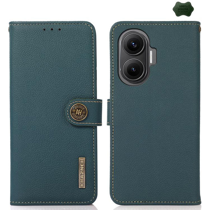 Funda para teléfono de cuero genuino con textura RFID KHAZNEH Custer, For Redmi A7 Pro 171mm / Poco C85x 5G, For Redmi Turbo 5 Max / Poco X8 Pro Max, For Redmi Turbo 5 5G / Poco X8 Pro 5G, For Redmi Note 15 Pro+ 5G Global 163.3mm                       ...