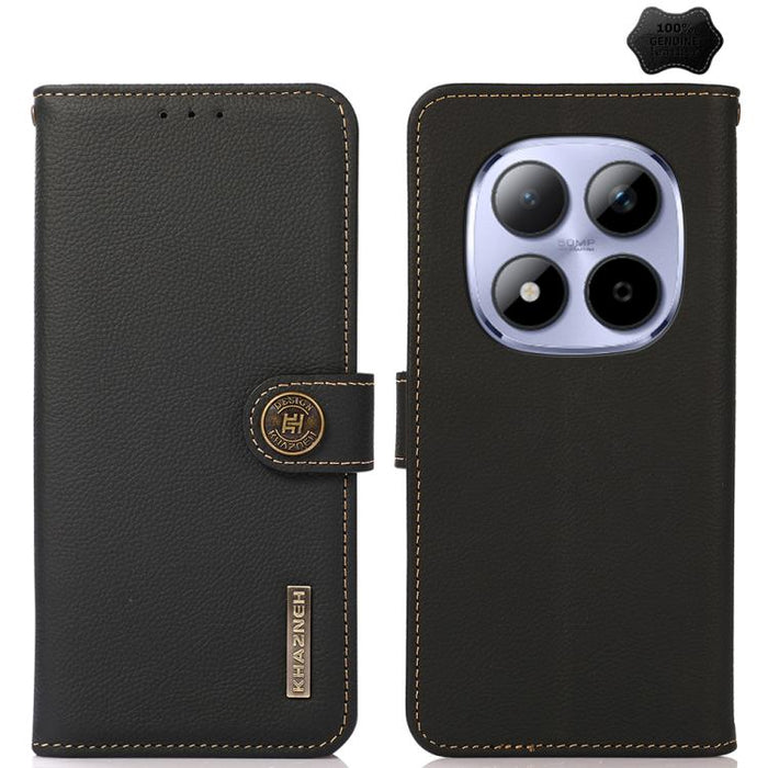Funda para teléfono de cuero genuino con textura RFID KHAZNEH Custer, For Redmi A7 Pro 171mm / Poco C85x 5G, For Redmi Turbo 5 Max / Poco X8 Pro Max, For Redmi Turbo 5 5G / Poco X8 Pro 5G, For Redmi Note 15 Pro+ 5G Global 163.3mm                       ...