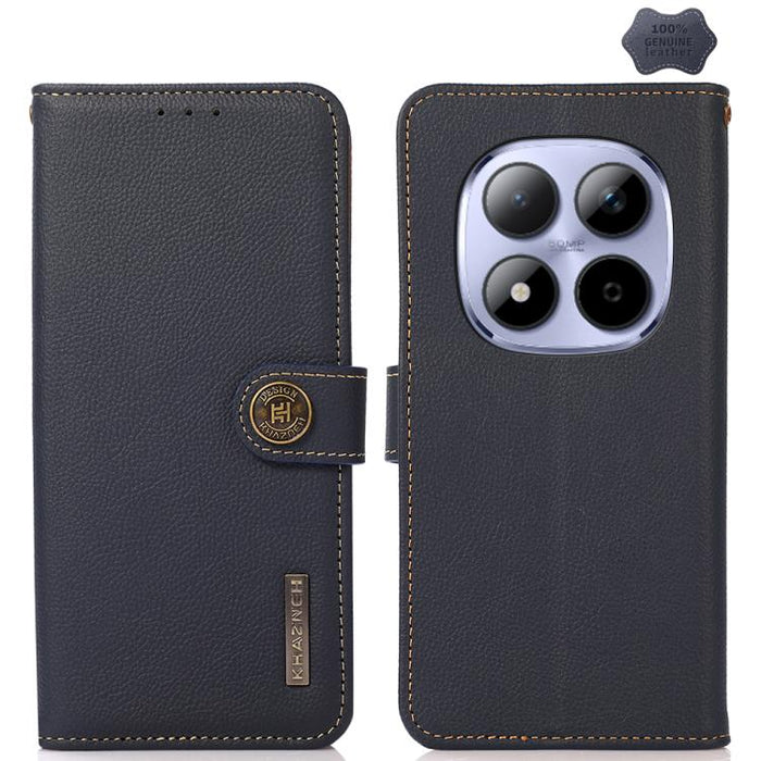 Funda para teléfono de cuero genuino con textura RFID KHAZNEH Custer, For Redmi A7 Pro 171mm / Poco C85x 5G, For Redmi Turbo 5 Max / Poco X8 Pro Max, For Redmi Turbo 5 5G / Poco X8 Pro 5G, For Redmi Note 15 Pro+ 5G Global 163.3mm                       ...