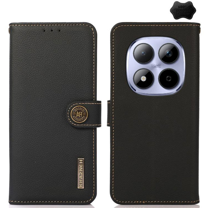 Funda para teléfono de cuero genuino con textura RFID KHAZNEH Custer, For Redmi A7 Pro 171mm / Poco C85x 5G, For Redmi Turbo 5 Max / Poco X8 Pro Max, For Redmi Turbo 5 5G / Poco X8 Pro 5G, For Redmi Note 15 Pro+ 5G Global 163.3mm                       ...