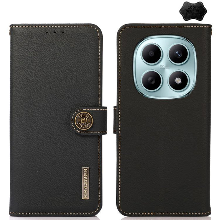 Funda para teléfono de cuero genuino con textura RFID KHAZNEH Custer, For Redmi A7 Pro 171mm / Poco C85x 5G, For Redmi Turbo 5 Max / Poco X8 Pro Max, For Redmi Turbo 5 5G / Poco X8 Pro 5G, For Redmi Note 15 Pro+ 5G Global 163.3mm                       ...