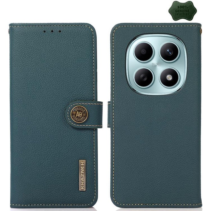 Funda para teléfono de cuero genuino con textura RFID KHAZNEH Custer, For Redmi A7 Pro 171mm / Poco C85x 5G, For Redmi Turbo 5 Max / Poco X8 Pro Max, For Redmi Turbo 5 5G / Poco X8 Pro 5G, For Redmi Note 15 Pro+ 5G Global 163.3mm                       ...