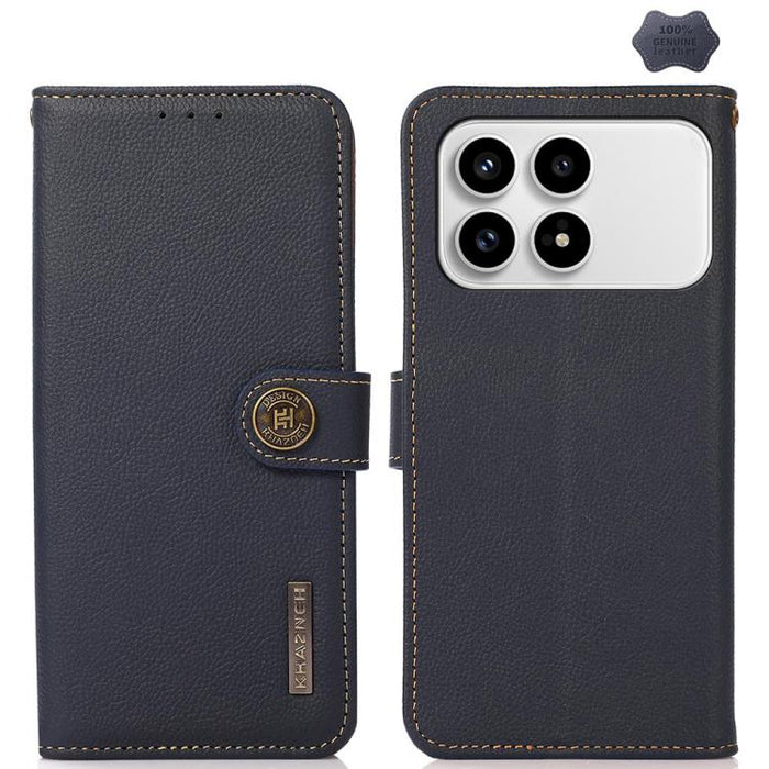 Funda para teléfono de cuero genuino con textura RFID KHAZNEH Custer, For Redmi A7 Pro 171mm / Poco C85x 5G, For Redmi Turbo 5 Max / Poco X8 Pro Max, For Redmi Turbo 5 5G / Poco X8 Pro 5G, For Redmi Note 15 Pro+ 5G Global 163.3mm                       ...