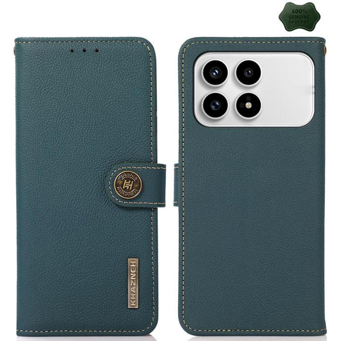 Funda para teléfono de cuero genuino con textura RFID KHAZNEH Custer, For Redmi A7 Pro 171mm / Poco C85x 5G, For Redmi Turbo 5 Max / Poco X8 Pro Max, For Redmi Turbo 5 5G / Poco X8 Pro 5G, For Redmi Note 15 Pro+ 5G Global 163.3mm                       ...