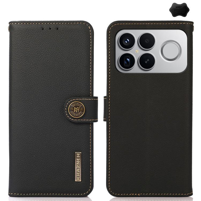 Funda para teléfono de cuero genuino con textura RFID KHAZNEH Custer, For Redmi A7 Pro 171mm / Poco C85x 5G, For Redmi Turbo 5 Max / Poco X8 Pro Max, For Redmi Turbo 5 5G / Poco X8 Pro 5G, For Redmi Note 15 Pro+ 5G Global 163.3mm                       ...