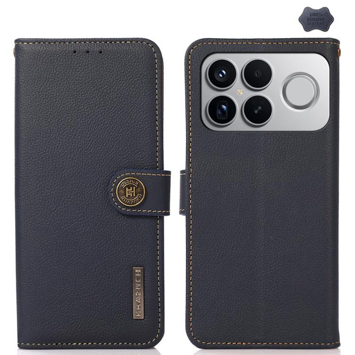Funda para teléfono de cuero genuino con textura RFID KHAZNEH Custer, For Redmi A7 Pro 171mm / Poco C85x 5G, For Redmi Turbo 5 Max / Poco X8 Pro Max, For Redmi Turbo 5 5G / Poco X8 Pro 5G, For Redmi Note 15 Pro+ 5G Global 163.3mm                       ...