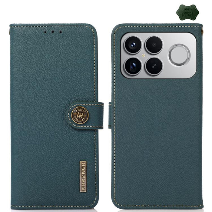 Funda para teléfono de cuero genuino con textura RFID KHAZNEH Custer, For Redmi A7 Pro 171mm / Poco C85x 5G, For Redmi Turbo 5 Max / Poco X8 Pro Max, For Redmi Turbo 5 5G / Poco X8 Pro 5G, For Redmi Note 15 Pro+ 5G Global 163.3mm                       ...