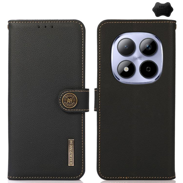 Funda para teléfono de cuero genuino con textura RFID KHAZNEH Custer, For Redmi A7 Pro 171mm / Poco C85x 5G, For Redmi Turbo 5 Max / Poco X8 Pro Max, For Redmi Turbo 5 5G / Poco X8 Pro 5G, For Redmi Note 15 Pro+ 5G Global 163.3mm                       ...