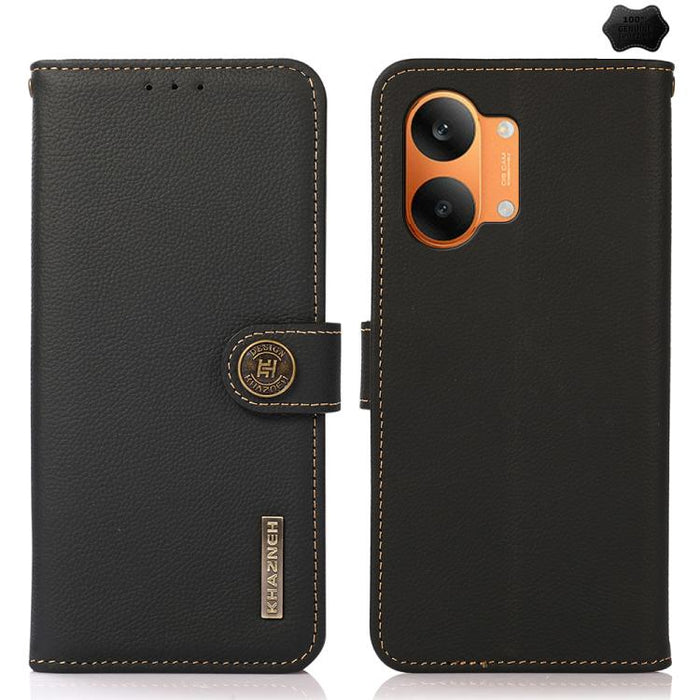 Funda para teléfono de cuero genuino con textura RFID KHAZNEH Custer, For Redmi A7 Pro 171mm / Poco C85x 5G, For Redmi Turbo 5 Max / Poco X8 Pro Max, For Redmi Turbo 5 5G / Poco X8 Pro 5G, For Redmi Note 15 Pro+ 5G Global 163.3mm                       ...