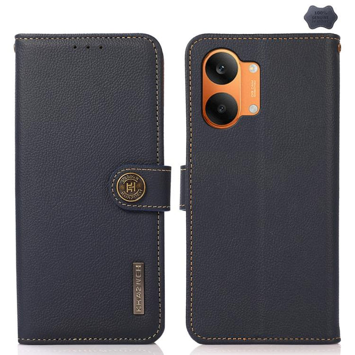 Funda para teléfono de cuero genuino con textura RFID KHAZNEH Custer, For Redmi A7 Pro 171mm / Poco C85x 5G, For Redmi Turbo 5 Max / Poco X8 Pro Max, For Redmi Turbo 5 5G / Poco X8 Pro 5G, For Redmi Note 15 Pro+ 5G Global 163.3mm                       ...