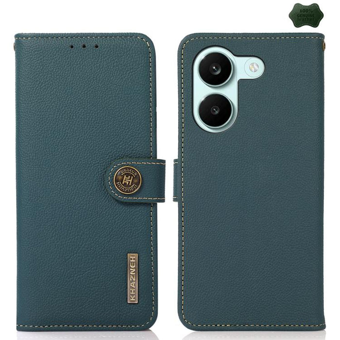 Funda para teléfono de cuero genuino con textura RFID KHAZNEH Custer, For Redmi A7 Pro 171mm / Poco C85x 5G, For Redmi Turbo 5 Max / Poco X8 Pro Max, For Redmi Turbo 5 5G / Poco X8 Pro 5G, For Redmi Note 15 Pro+ 5G Global 163.3mm                       ...