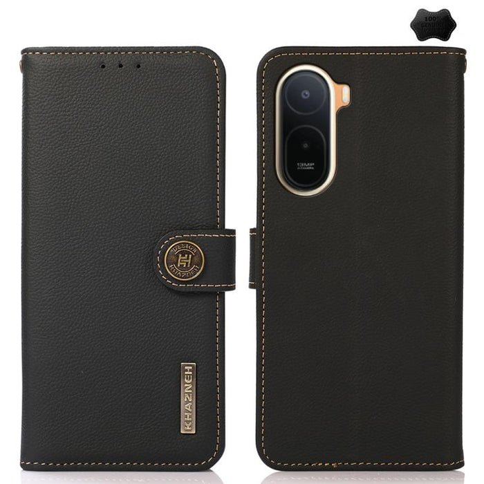 Funda para teléfono de cuero genuino con textura RFID KHAZNEH Custer, For Redmi A7 Pro 171mm / Poco C85x 5G, For Redmi Turbo 5 Max / Poco X8 Pro Max, For Redmi Turbo 5 5G / Poco X8 Pro 5G, For Redmi Note 15 Pro+ 5G Global 163.3mm                       ...
