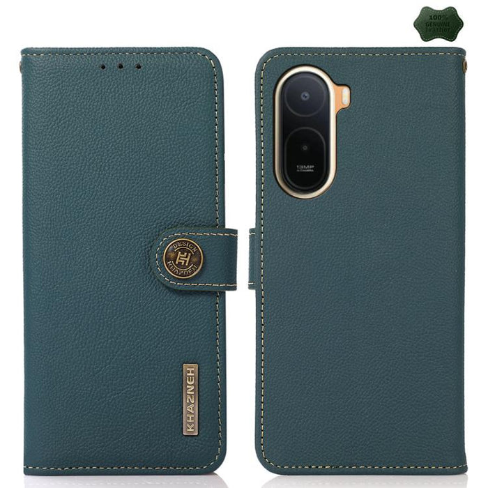 Funda para teléfono de cuero genuino con textura RFID KHAZNEH Custer, For Redmi A7 Pro 171mm / Poco C85x 5G, For Redmi Turbo 5 Max / Poco X8 Pro Max, For Redmi Turbo 5 5G / Poco X8 Pro 5G, For Redmi Note 15 Pro+ 5G Global 163.3mm                       ...