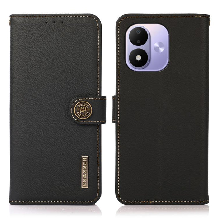 Funda para teléfono de cuero genuino con textura RFID KHAZNEH Custer, For Redmi A7 Pro 171mm / Poco C85x 5G, For Redmi Turbo 5 Max / Poco X8 Pro Max, For Redmi Turbo 5 5G / Poco X8 Pro 5G, For Redmi Note 15 Pro+ 5G Global 163.3mm                       ...