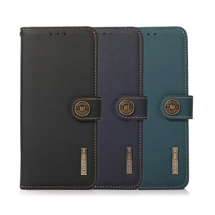 Funda para teléfono de cuero genuino con textura RFID KHAZNEH Custer, For Redmi A7 Pro 171mm / Poco C85x 5G, For Redmi Turbo 5 Max / Poco X8 Pro Max, For Redmi Turbo 5 5G / Poco X8 Pro 5G, For Redmi Note 15 Pro+ 5G Global 163.3mm                       ...