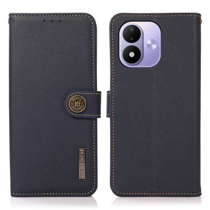 Funda para teléfono de cuero genuino con textura RFID KHAZNEH Custer, For Redmi Note 17 4G Global 169.7mm, For Redmi Note 17 Pro+ 5G Global 163.4mm, For Redmi Note 17 Pro 5G Global 163.5mm, For Redmi K100 Pro Max/Poco F9 Ultra 5G                       ...