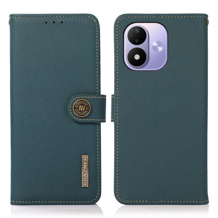 Funda para teléfono de cuero genuino con textura RFID KHAZNEH Custer, For Redmi A7 Pro 171mm / Poco C85x 5G, For Redmi Turbo 5 Max / Poco X8 Pro Max, For Redmi Turbo 5 5G / Poco X8 Pro 5G, For Redmi Note 15 Pro+ 5G Global 163.3mm                       ...