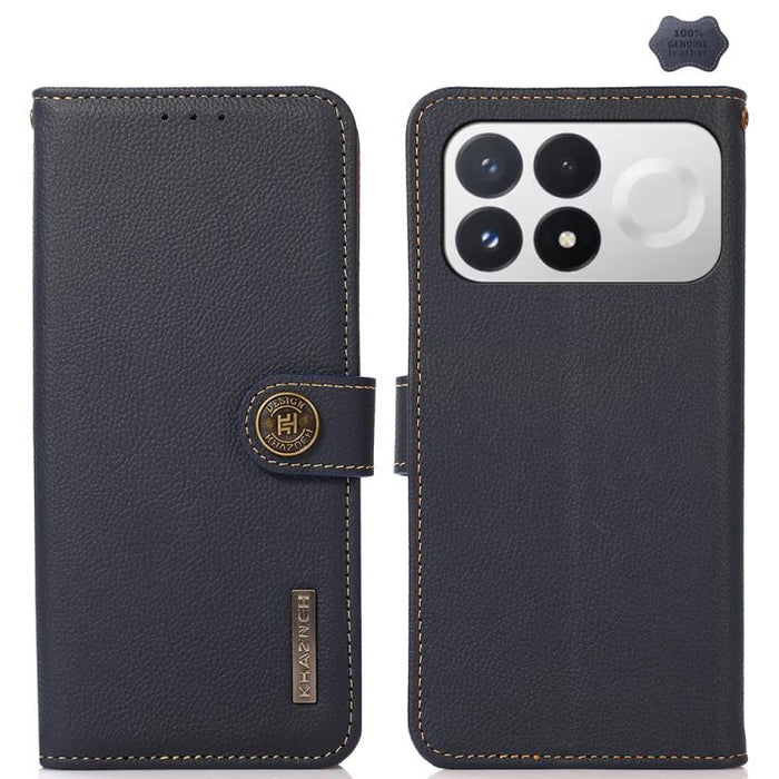 Funda para teléfono de cuero genuino con textura RFID KHAZNEH Custer, For Redmi Note 17 4G Global 169.7mm, For Redmi Note 17 Pro+ 5G Global 163.4mm, For Redmi Note 17 Pro 5G Global 163.5mm, For Redmi K100 Pro Max/Poco F9 Ultra 5G                       ...