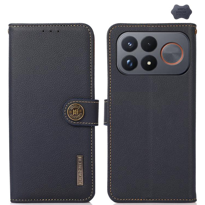 Funda para teléfono de cuero genuino con textura RFID KHAZNEH Custer, For Redmi Note 17 4G Global 169.7mm, For Redmi Note 17 Pro+ 5G Global 163.4mm, For Redmi Note 17 Pro 5G Global 163.5mm, For Redmi K100 Pro Max/Poco F9 Ultra 5G                       ...