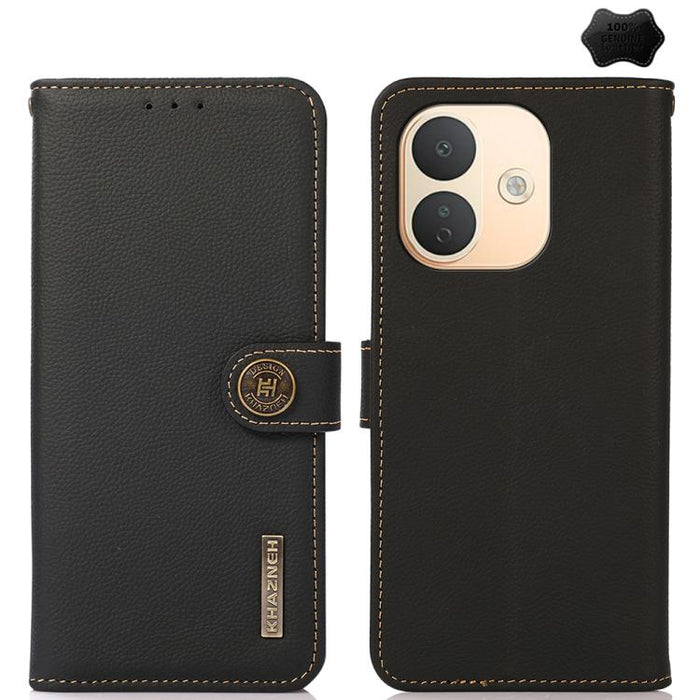 Funda para teléfono de cuero genuino con textura RFID KHAZNEH Custer, For Redmi Note 17 4G Global 169.7mm, For Redmi Note 17 Pro+ 5G Global 163.4mm, For Redmi Note 17 Pro 5G Global 163.5mm, For Redmi K100 Pro Max/Poco F9 Ultra 5G                       ...