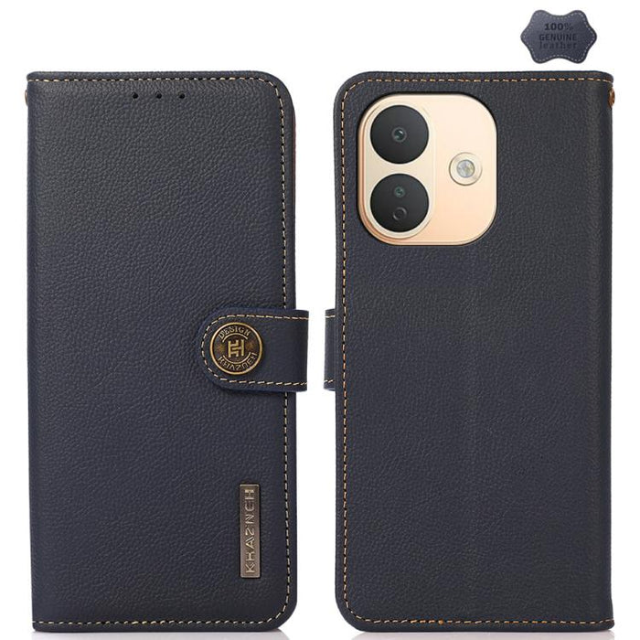 Funda para teléfono de cuero genuino con textura RFID KHAZNEH Custer, For Redmi Note 17 4G Global 169.7mm, For Redmi Note 17 Pro+ 5G Global 163.4mm, For Redmi Note 17 Pro 5G Global 163.5mm, For Redmi K100 Pro Max/Poco F9 Ultra 5G                       ...