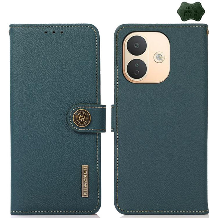 Funda para teléfono de cuero genuino con textura RFID KHAZNEH Custer, For Redmi Note 17 4G Global 169.7mm, For Redmi Note 17 Pro+ 5G Global 163.4mm, For Redmi Note 17 Pro 5G Global 163.5mm, For Redmi K100 Pro Max/Poco F9 Ultra 5G                       ...