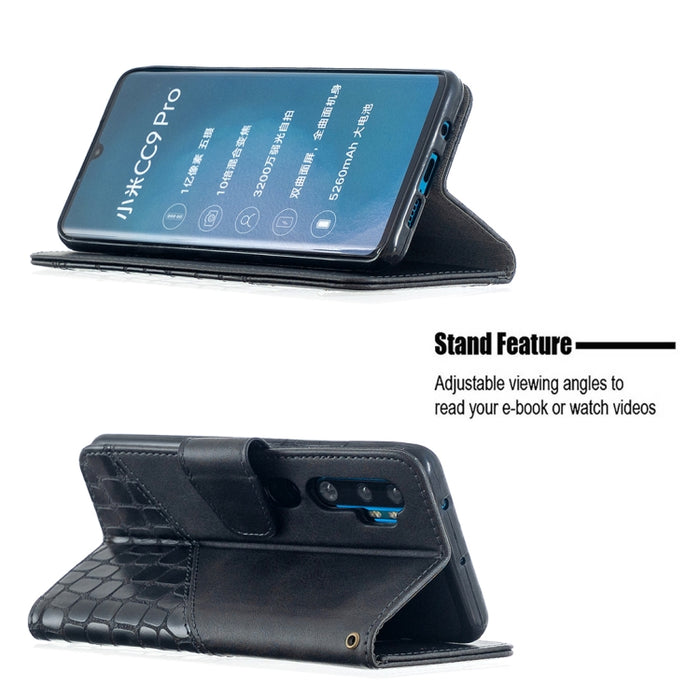 Funda de cuero PU con tapa horizontal y textura de cocodrilo a juego con billetera, soporte y ranuras para tarjetas, For Xiaomi Mi CC9 Pro, For Huawei P40 Lite, For Samsung Galaxy A20e, For Samsung Galaxy A81, For Samsung Galaxy S20+