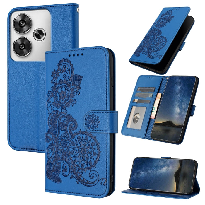 Funda de cuero con tapa para teléfono con relieve de flor de datura, For Redmi Note 14 Pro 4G, For Redmi Note 14 4G 163.25mm, For Redmi Note 14 5G, For Redmi Note 14 Pro+ 5G, For Redmi Note 14 Pro 5G, For Redmi 13 4G, For Redmi Turbo 3 / Poco F6       ...