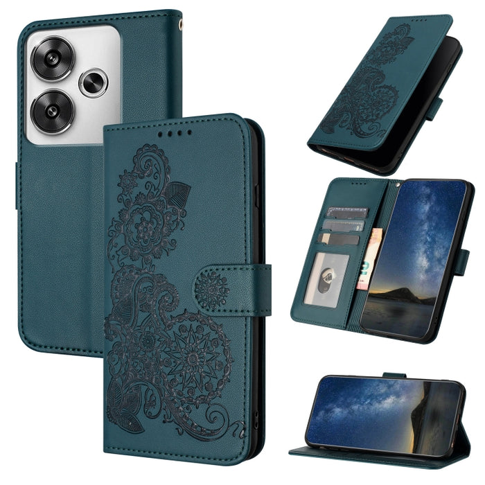 Funda de cuero con tapa para teléfono con relieve de flor de datura, For Redmi Note 14 Pro 4G, For Redmi Note 14 4G 163.25mm, For Redmi Note 14 5G, For Redmi Note 14 Pro+ 5G, For Redmi Note 14 Pro 5G, For Redmi 13 4G, For Redmi Turbo 3 / Poco F6       ...