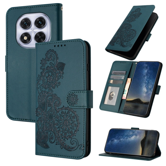 Funda de cuero con tapa para teléfono con relieve de flor de datura, For Redmi Note 14 Pro 4G, For Redmi Note 14 4G 163.25mm, For Redmi Note 14 5G, For Redmi Note 14 Pro+ 5G, For Redmi Note 14 Pro 5G, For Redmi 13 4G, For Redmi Turbo 3 / Poco F6       ...