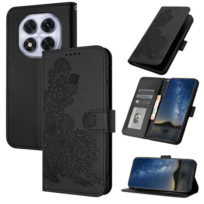 Funda de cuero con tapa para teléfono con relieve de flor de datura, For Redmi Note 14 Pro 4G, For Redmi Note 14 4G 163.25mm, For Redmi Note 14 5G, For Redmi Note 14 Pro+ 5G, For Redmi Note 14 Pro 5G, For Redmi 13 4G, For Redmi Turbo 3 / Poco F6       ...