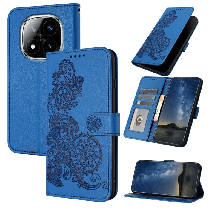 Funda de cuero con tapa para teléfono con relieve de flor de datura, For Redmi Note 14 Pro 4G, For Redmi Note 14 4G 163.25mm, For Redmi Note 14 5G, For Redmi Note 14 Pro+ 5G, For Redmi Note 14 Pro 5G, For Redmi 13 4G, For Redmi Turbo 3 / Poco F6       ...
